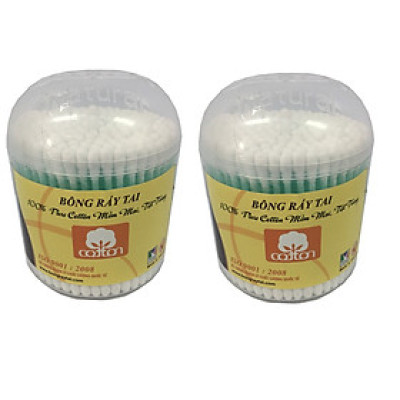 Bộ 2 Hộp Bông Ráy Tai Người Lớn Cotton (Hộp 200 Que)