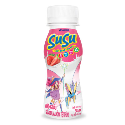 Sữa chua uống hương dâu Vinamilk Susu - Thùng 48 chai 80ml
