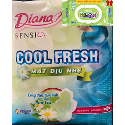 Combo 6 Gói Băng Vệ Sinh Diana Sensi Cool Fresh Chiết Xuất Hoa Cúc Mát Diệu Siêu Mỏng Cánh 8 Miếng/Gói- Date luôn mới