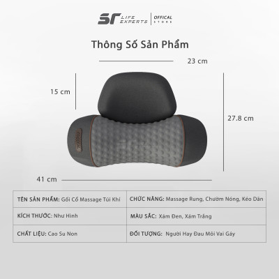 Gối Kê Đầu Massage Túi Khí Kéo Dãn, Tích Hợp Chườm Nóng Công Thái Học, Giảm Đau Mỏi Cổ Vai Gáy - Sairui