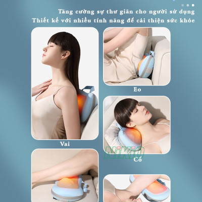 Gối Massage Hồng Ngoại, Mát Xa Cổ Vai Gáy Nikio NK-135DC - Xoa Bóp Chuyên Sâu, Hỗ Trợ Cải Thiện Đau Mỏi Nhanh, Pin Sạc Tiện Lợi
