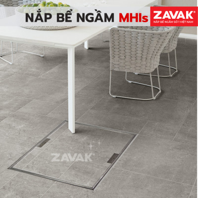Nắp Bể Ngầm Trong Nhà 40x40cm Inox 304 ZAVAK MHIs-40 Nắp bể nước âm sàn, Nắp hố ga Inox 304