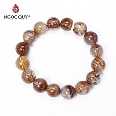 Vòng tay trơn thạch anh ưu linh tóc đỏ size hạt 14mm mệnh hỏa, thổ - Ngọc Quý Gemstones