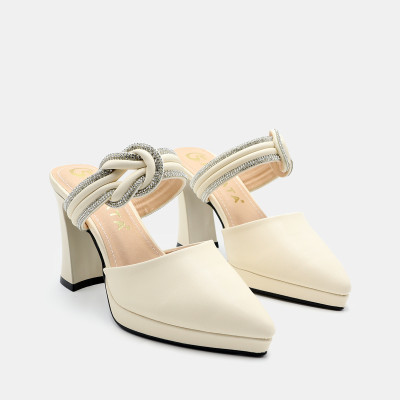 Giày cao gót nữ đẹp đế vuông 8 phân hàng hiệu rosata hai màu đen kem ro562