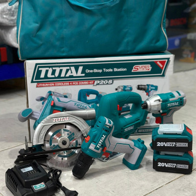 BỘ COMBO 4 MÁY GỒM CƯA ĐĨA TRÒN , CƯA LỌNG , SIẾT VÍT VÀ KHOAN DÙNG PIN LITHIUM 20V (2 pin 4Ah và 1 sạc) TOTAL TCKLI20104 - HÀNG CHÍNH HÃNG