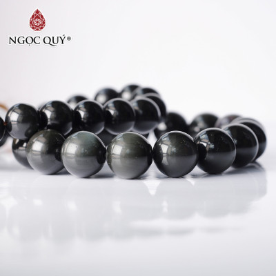 Vòng tay hạt trơn đá Obsidian mắt - Ngọc Quý