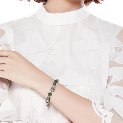 Vòng Thạch Anh Ưu Linh Xanh Phối Tỳ Hưu Và Charm Bạc 925 Ngọc Quý Gemstones VT3