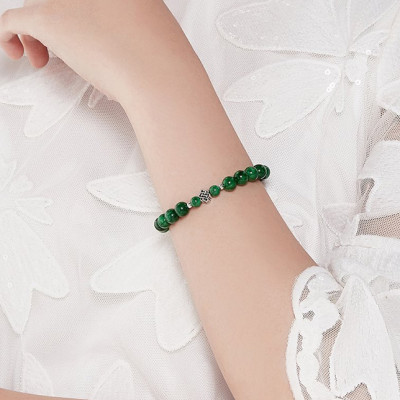 Vòng Đá Cẩm Thạch Sơn Thuỷ Phối Charm Bạc Ngọc Quý Gemstones VT28