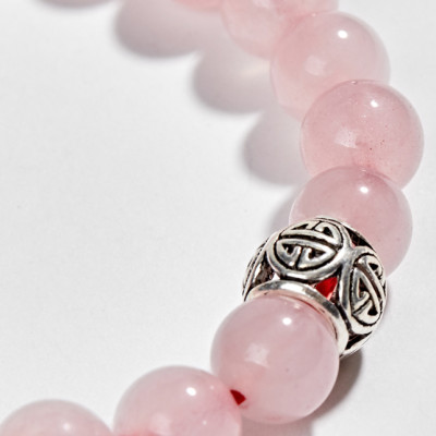 Vòng thạch anh hồng Phối Charm  bạc (8mm) Ngọc Quý Gemstones