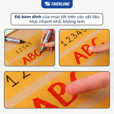 Combo 5/10/20 Bút lông dầu 2 đầu bút Thiên Long PM-09, mực đạt tiêu chuẩn Châu Âu, bám dính tốt trên nhiều vật liệu