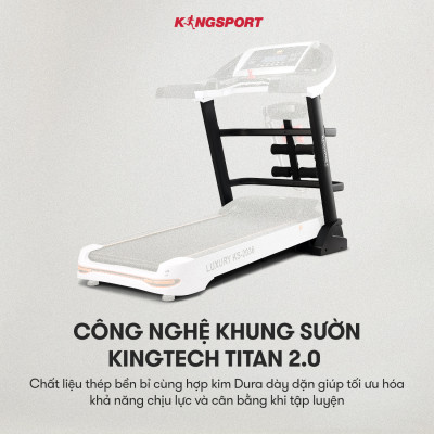 Máy chạy bộ tại nhà Kingsport Luxury KS-2036 có chức nâng dốc tự động, kèm theo đai massage và thanh gập bụng