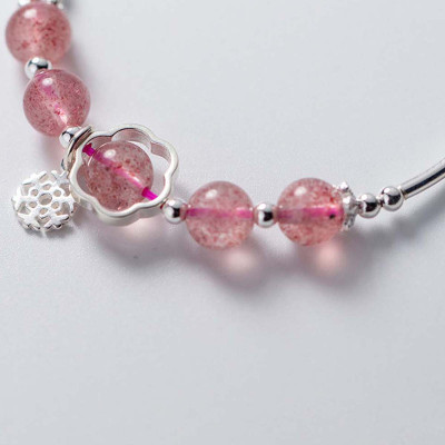 Vòng tay bạc đá thạch anh dâu mệnh hỏa, thổ - Ngọc Quý Gemstones