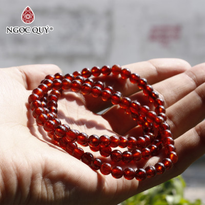 Vòng tay 3 line đá garnet ngọc hồng lựu AAA hạt 5mm mệnh hỏa, thổ - Ngọc Quý Gemstones