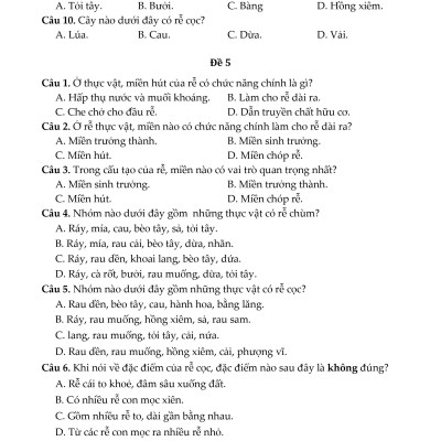 100 Đề Kiểm Tra Sinh Học 6