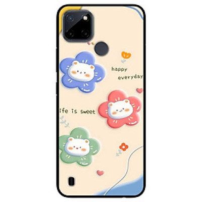 Ốp lưng dành cho Realme C21Y - Realme C25Y mẫu Gấu Hoa 3 Màu