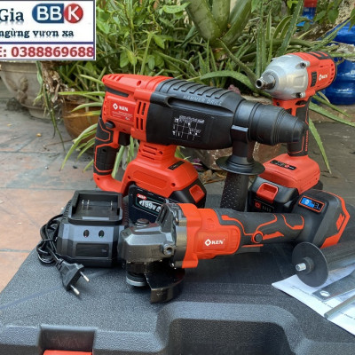 Bộ Combo 3 Trong 1 Gồm Máy Siết Bulong, Máy Mài Cầm Tay Và Máy Khoan Đục Bê Tông Dùng Pin 199V, 2 Pin 15 Cell (Bảo Hành 1 Năm)