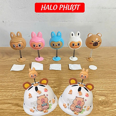 (Không có nón) Lò Xo Labubu Capybara gắn nón bảo hiểm, phụ kiện gắn xe, trang trí nón dễ thương