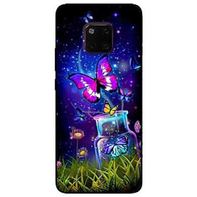 Ốp lưng dành cho Huawei 5t - Mate 20 - Mate 20 Pro mẫu Bướm Đêm Hồng Xanh