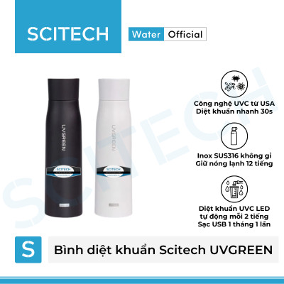 Bình nước giữ nhiệt diệt khuẩn Scitech UVGREEN 500ML - Hàng chính hãng 