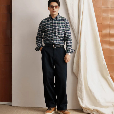 Áo sơ mi caro nam vải flannel. Fitted - ROUTINE 10F25SHL001