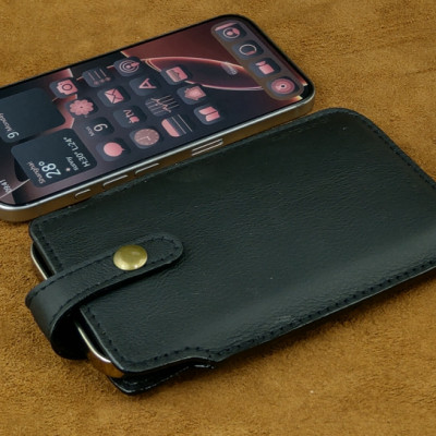 Bao da rút nút cài IONECASE điện thoại 17 pro 16 pro 15 pro 14 pro 13 pro Da Bò Thật mẫu 10 - hàng chính hãng