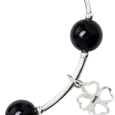 Vòng Tay Đá Obsidian Mix Charm Bạc 925 10mm Ngọc Quý Gemstones VT169