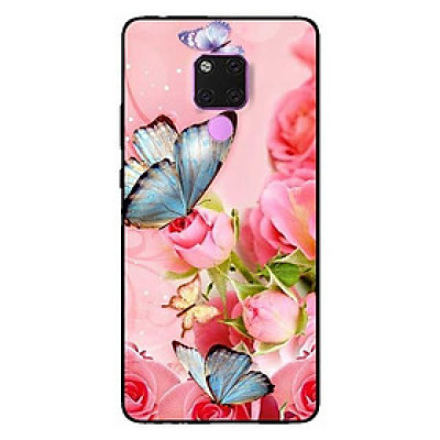 Ốp lưng dành cho Huawei 5t - Mate 20 - Mate 20 Pro mẫu Bướm Xanh Và Hoa Hồng