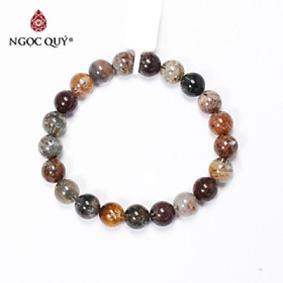 Vòng tay trơn đá thạch anh ưu linh đa sắc size hạt 9mm - Ngọc Quý Gemstones