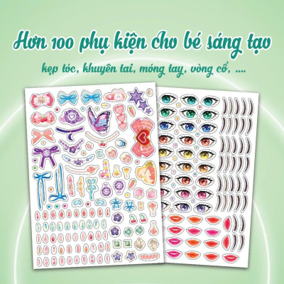 Sách - Trang Điểm Công Chúa Hàn Quốc Jenny - Tô Màu Và Bóc Dán 100+ Stickers Xinh Đẹp Cho Bé Gái - Megabook