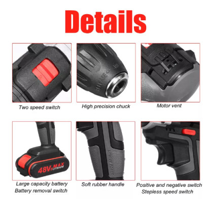 Bộ máy khoan pin RAKUTEN 28V khoan tường, khoan sắt, khoan bê tông máy 2 pin, đảo chiều và mũi khoan