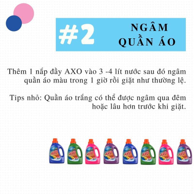 Combo 6 túi Nước tẩy quần áo màu AXO đánh bay vết bẩn 400ml