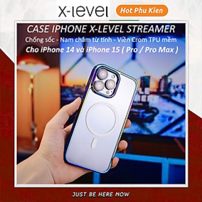 Ốp lưng từ tình viền TPU mạ crom cho iPhone 14 Pro Max / 15 Pro Max / iP 14 Pro / 15 Pro hiệu X-Level Streamer Rainbow - Thiết kệ mặt lưng PC chống ố, lực hút nam châm mạnh mẽ, thiết kế sang trọng - Hàng nhập khẩu