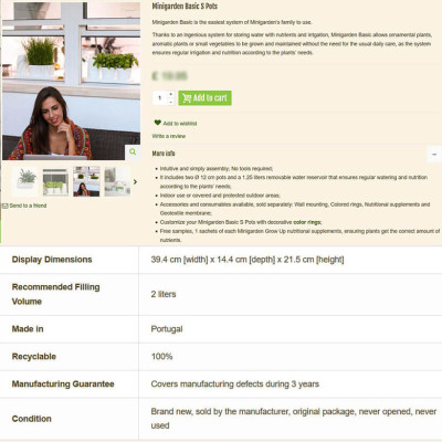 Chậu Để Bàn Tự Tưới và Tự bón phân Basic S , nhập khẩu Minigarden dành cho người yêu cây xanh nhưng không có thời gian chăm sóc cây (Giải pháp trồng cây TỰ DƯỠNG bền vững) (1 bộ gồm 2 chậu S, 1 khay hứng nước, 1 bình chứa nước và phân)