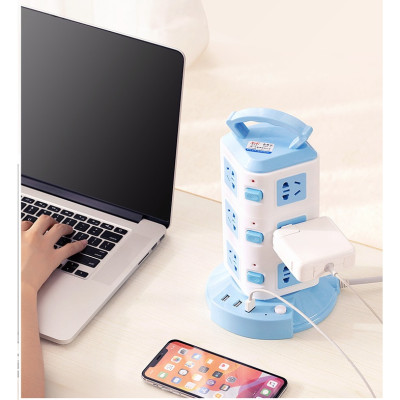 Ổ điện đa năng 3 tầng, có 12 lỗ cắm và 3 cổng usb, có công tắc bật tắt mỗi tầng, thích hợp mọi loại phích cắm khác nhau - Hàng chính hãng