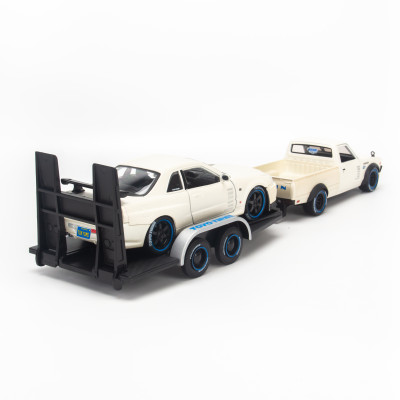 Mô hình xe Design Elite Transport - Nissan Datsun 73 Pick up + Skyline R34 1:24 Maisto - 32754