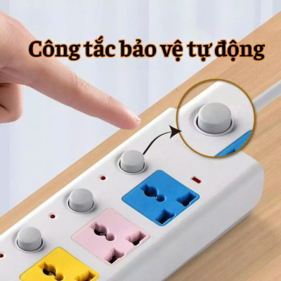 Ổ Cắm Điện Đa Năng Kết Hợp Ổ Cắm USB Chất Lượng Cao 4 Lỗ 3 Chấu Kéo Dài 1.8m Có Công Tắc Tải 2500W Nắp Chống Giật Chống Cháy Tiện Dụng An Toàn Chống Cháy Nổ