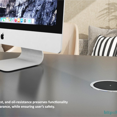 Ổ điện âm bàn đảo bếp hình trụ Sinoamigo STP-2AB/2Pub+Qi, tích hợp sạc không dây