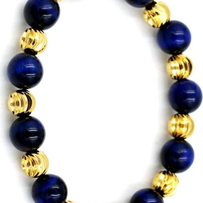 Vòng tay chuỗi hạt đá mắt hổ xanh đen 10 ly MV13