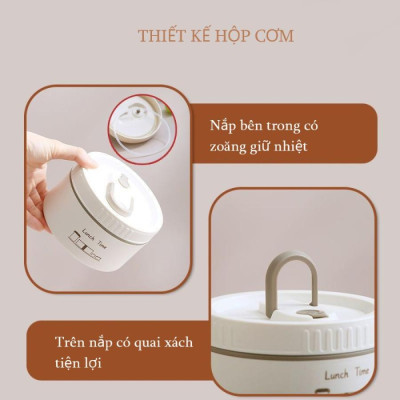 [KoSuyTu] Hộp Cơm Giữ Nhiệt  Lucky 2 Lớp 3 Tầng Rời - Chất Liệu Inox 304 - Tặng Kèm Túi Thìa Dĩa