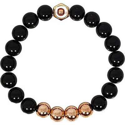 Vòng Tay Đá Obsibian 8 Ly Mệnh Thủy, Mộc Charm Lục Giác Laliz TR.14