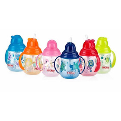 [ 10324-Nuby ] Bình uống nước 270ml, có ống hút làm bằng Silicone, vòi hút 360 độ