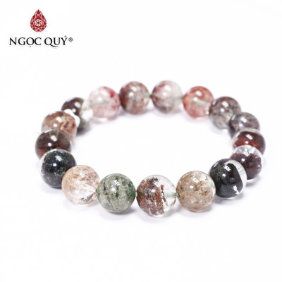 Vòng tay trơn đá thạch anh ưu linh đa sắc size hạt 11mm - Ngọc Quý Gemstones