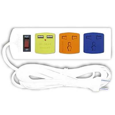 Ổ Cắm Điện Nối Dài Robot 2 Ổ 3 Chấu (Có Nắp Che) Và Cổng Sạc USB - Hàng Chính Hãng