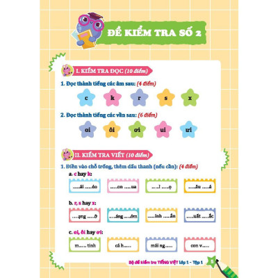 Sách - Bộ Đề Kiểm Tra Tiếng Việt Lớp 1 - Tập 1 - Minh Thắng