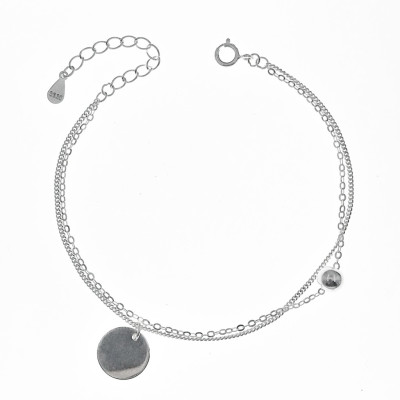 Vòng Tay Nữ Mix Bi Cầu Và Miếng Bạc Có Thể Khắc Chữ Nhẹ Nhàng Nữ Tính BẠC HIỂU MINH LTU533S