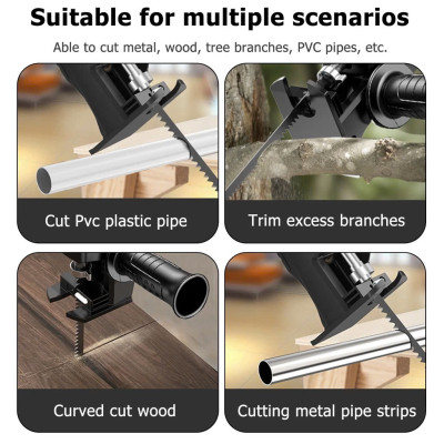 Bộ Chuyển ĐổiMáy Khoan Thành Máy Cưa Điện Cầm Tay Kèm 3 Lưỡi Cắt Gỗ, Kim Loại Đa Năng Hiệu Quả
