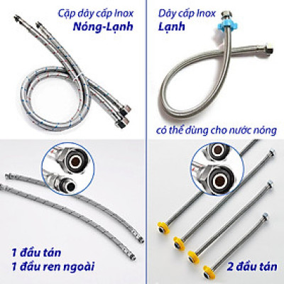 Dây Cấp Nước Inox Các Loại Dài Từ 50 Đến 60cm - Dùng cho vòi lavabo, vòi rửa chén