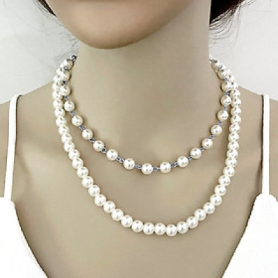 Dây chuyền vòng cổ mix ngọc trai 2 tầng sang trọng quyến rũ không hề bị dừ