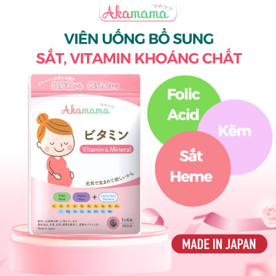 Combo Viên Uống DHA, EPA, Canxi D3 K2, Sắt, Acid Folic, Vitamin Tổng Hợp, Khoáng Chất Cho Mẹ Bầu Akamama Nhật Bản