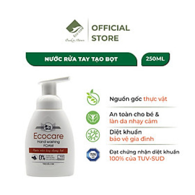 Nước rửa tay hữu cơ diệt khuẩn dạng bọt tinh dàu Cam 250ml thương hiệu Ecocare